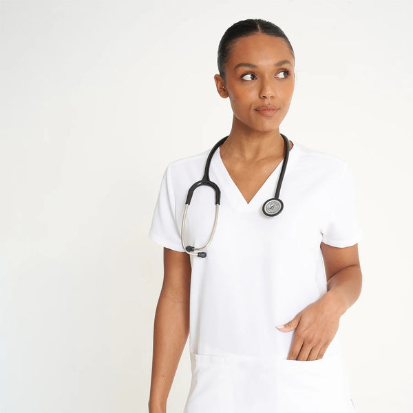 Simki 4955 Ari Scrub Top - White