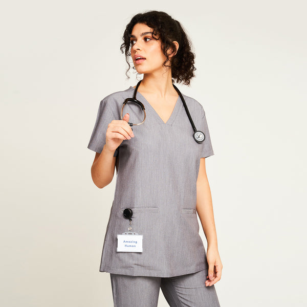 Simki 4955 Ari Scrub Top - Charcoal