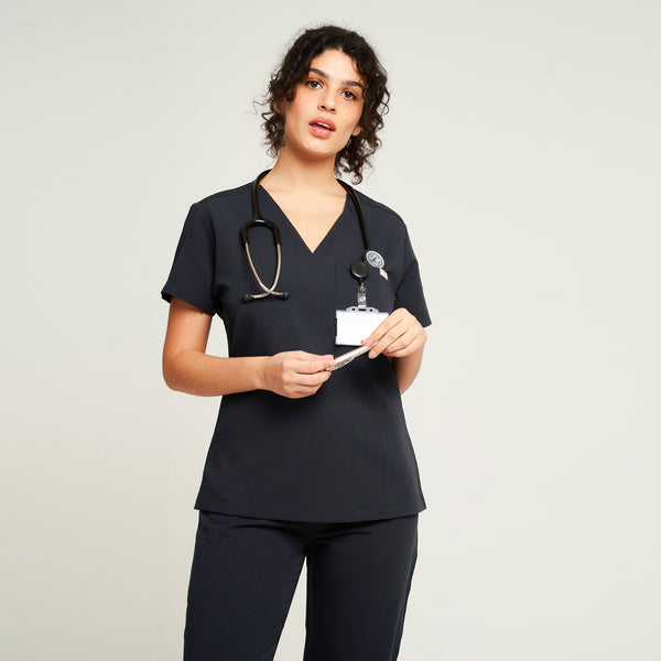Simki 4957 Nova Scrub Top - Black