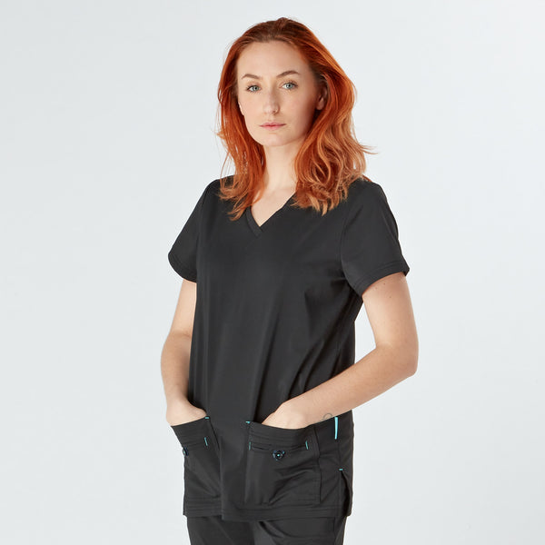 Siena Ladies Treated Scrub Top - Black