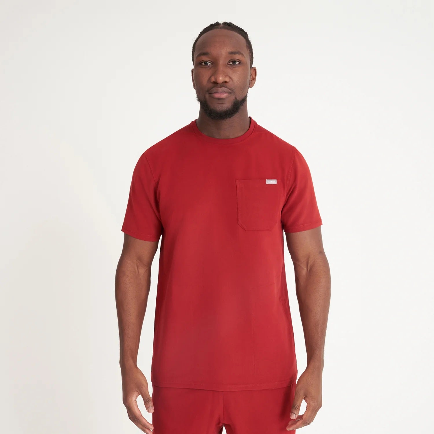 Simki 4951 Miles Male Scrub Top - Burgundy