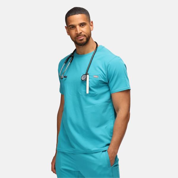 Simki 4951 Miles Male Scrub Top - Teal