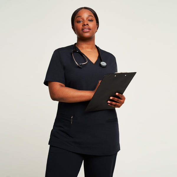 Simki 4955 Ari Scrub Top - Black
