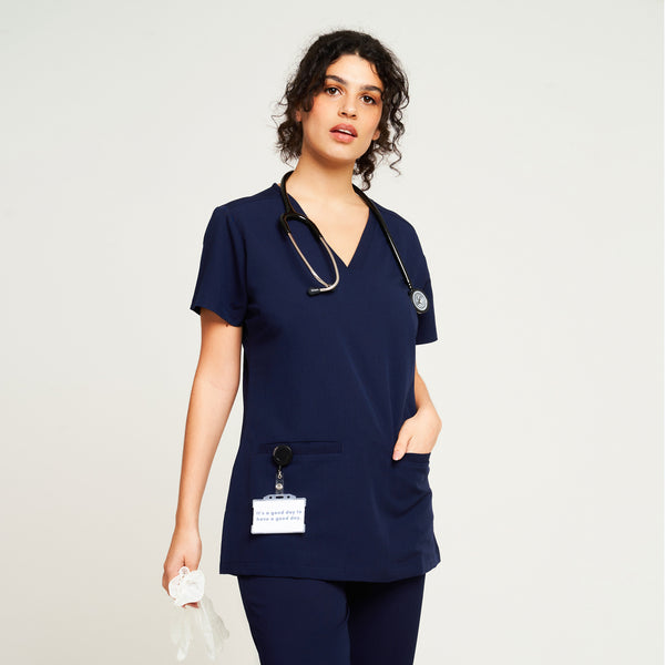 Simki 4955 Ari Scrub Top - Navy