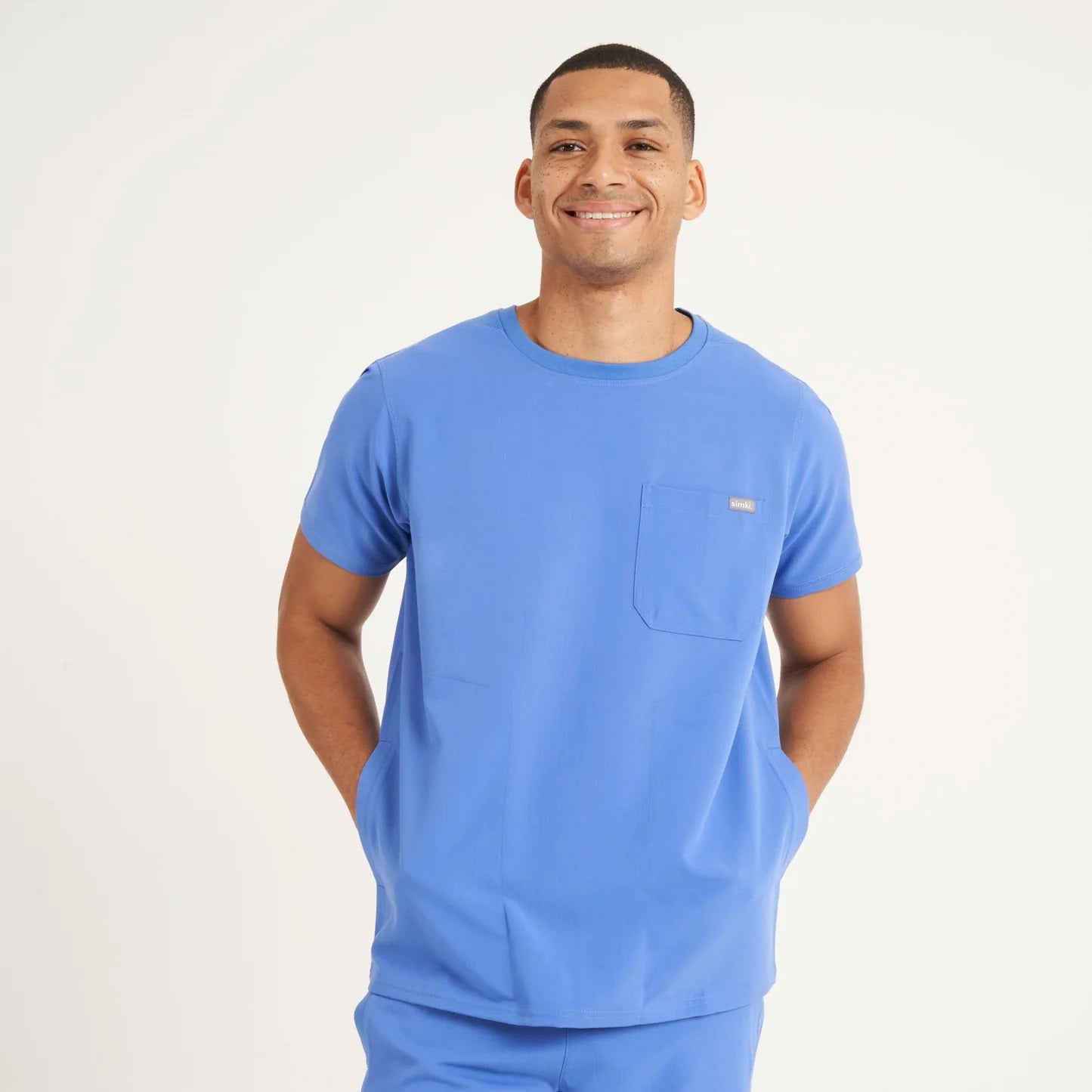 Simki 4951 Miles Male Scrub Top - Ciel