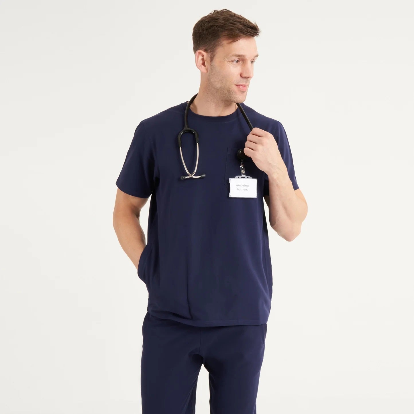 Simki 4951 Miles Male Scrub Top - Navy