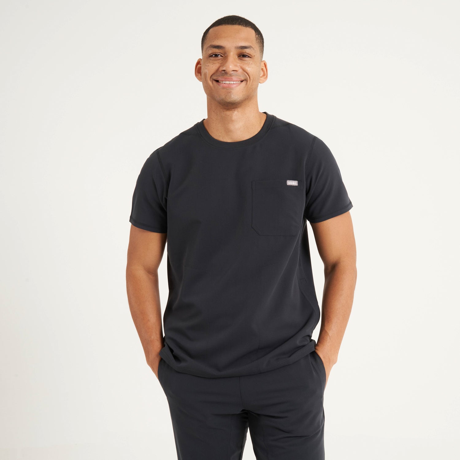 Simki 4951 Miles Male Scrub Top - Black