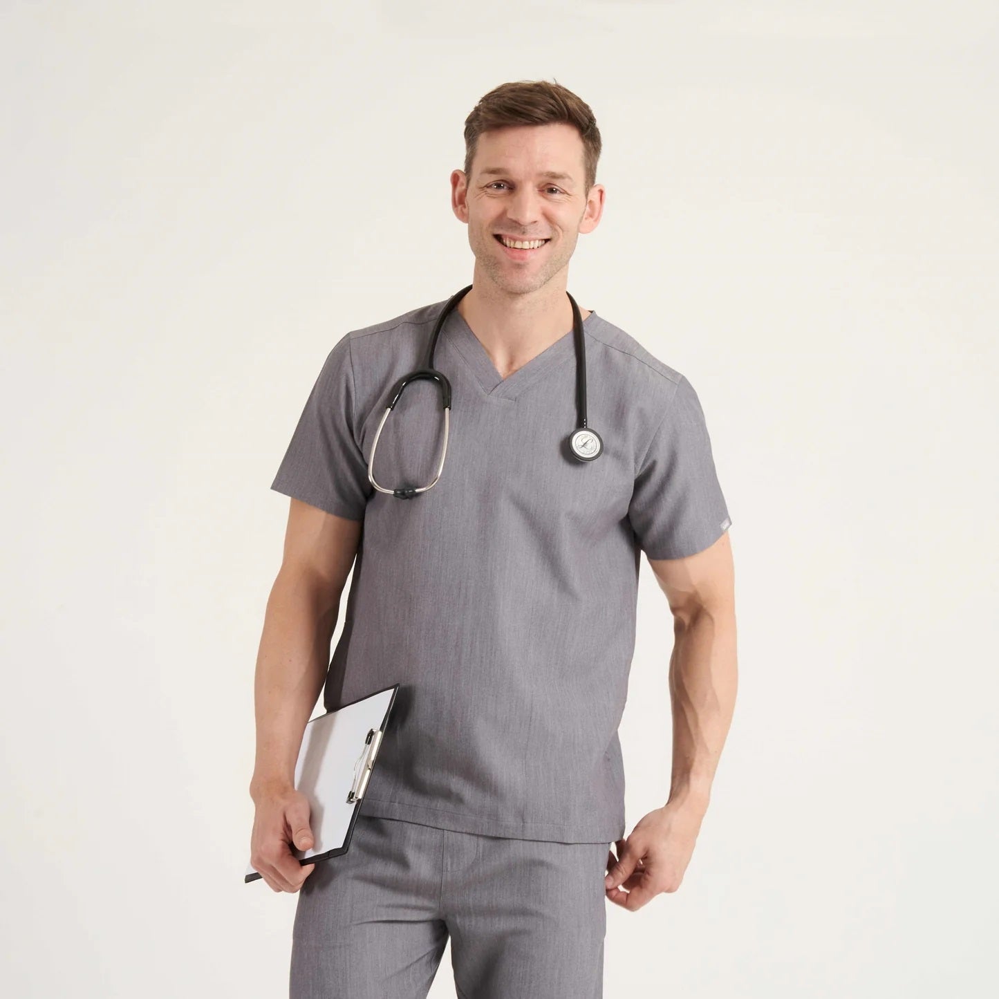 Simki 4950 Oscar Male Scrub Top - Charcoal