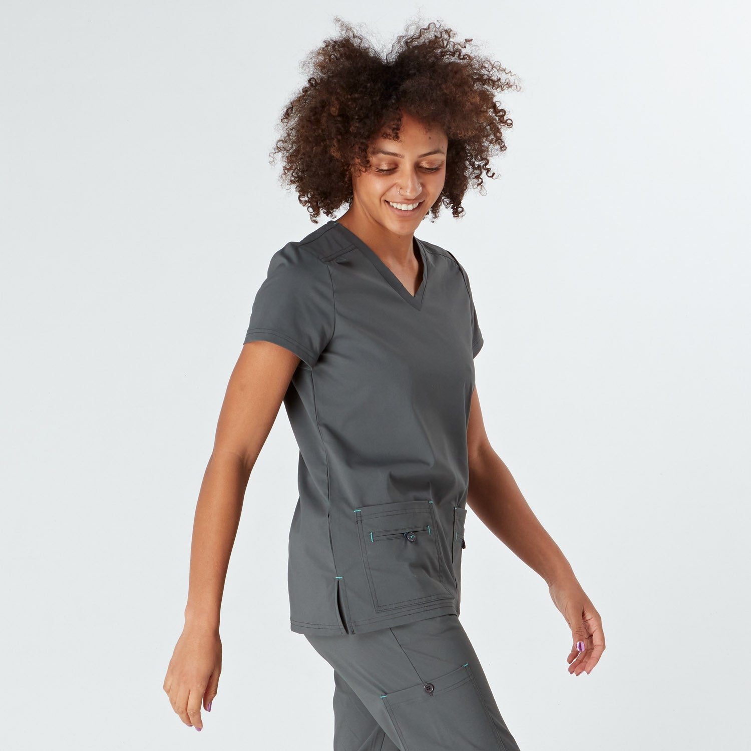 Siena Ladies Treated Scrub Top - Pewter