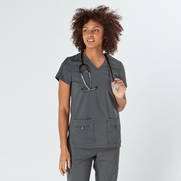 Siena Ladies Treated Scrub Top - Pewter