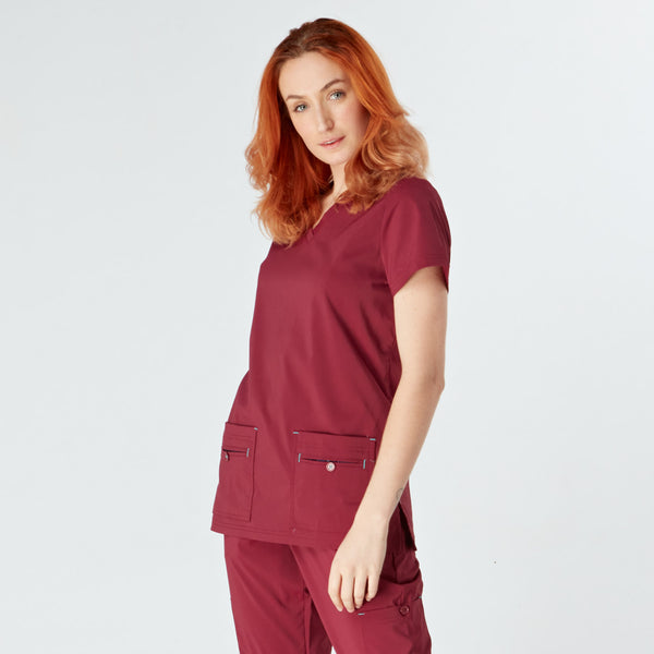 Siena Ladies Treated Scrub Top - Wine