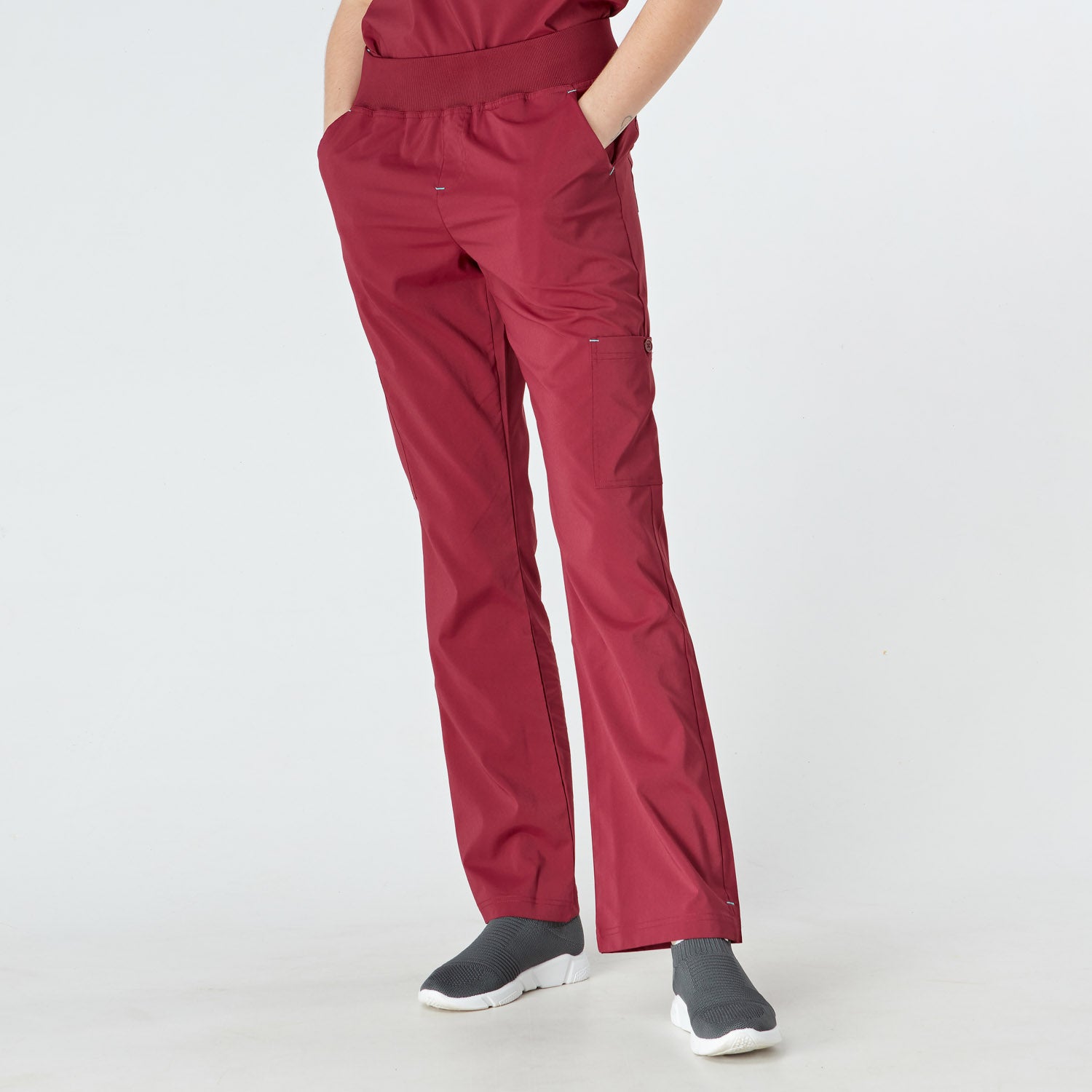 Como Ladies Treated Scrub Trouser - Wine