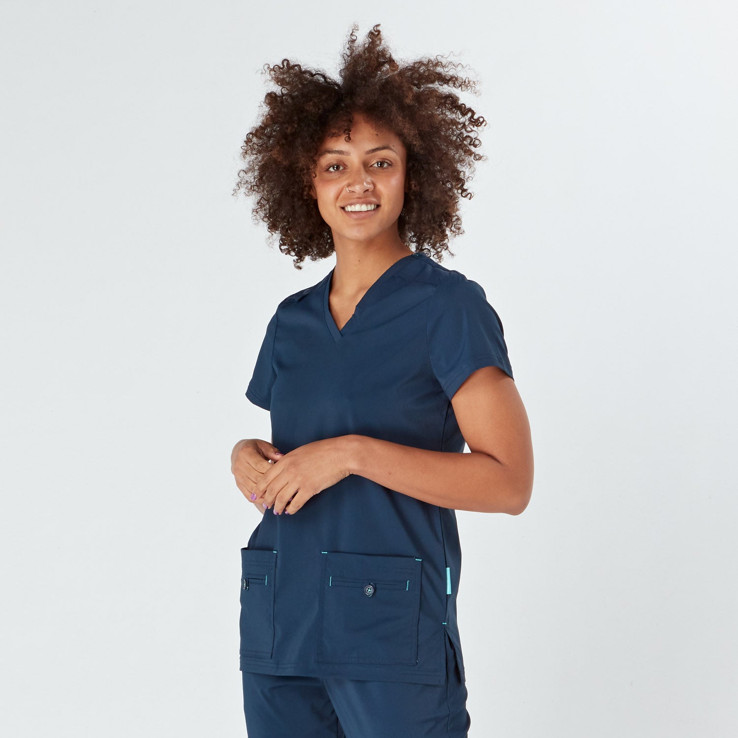 Siena Ladies Treated Scrub Top - Navy