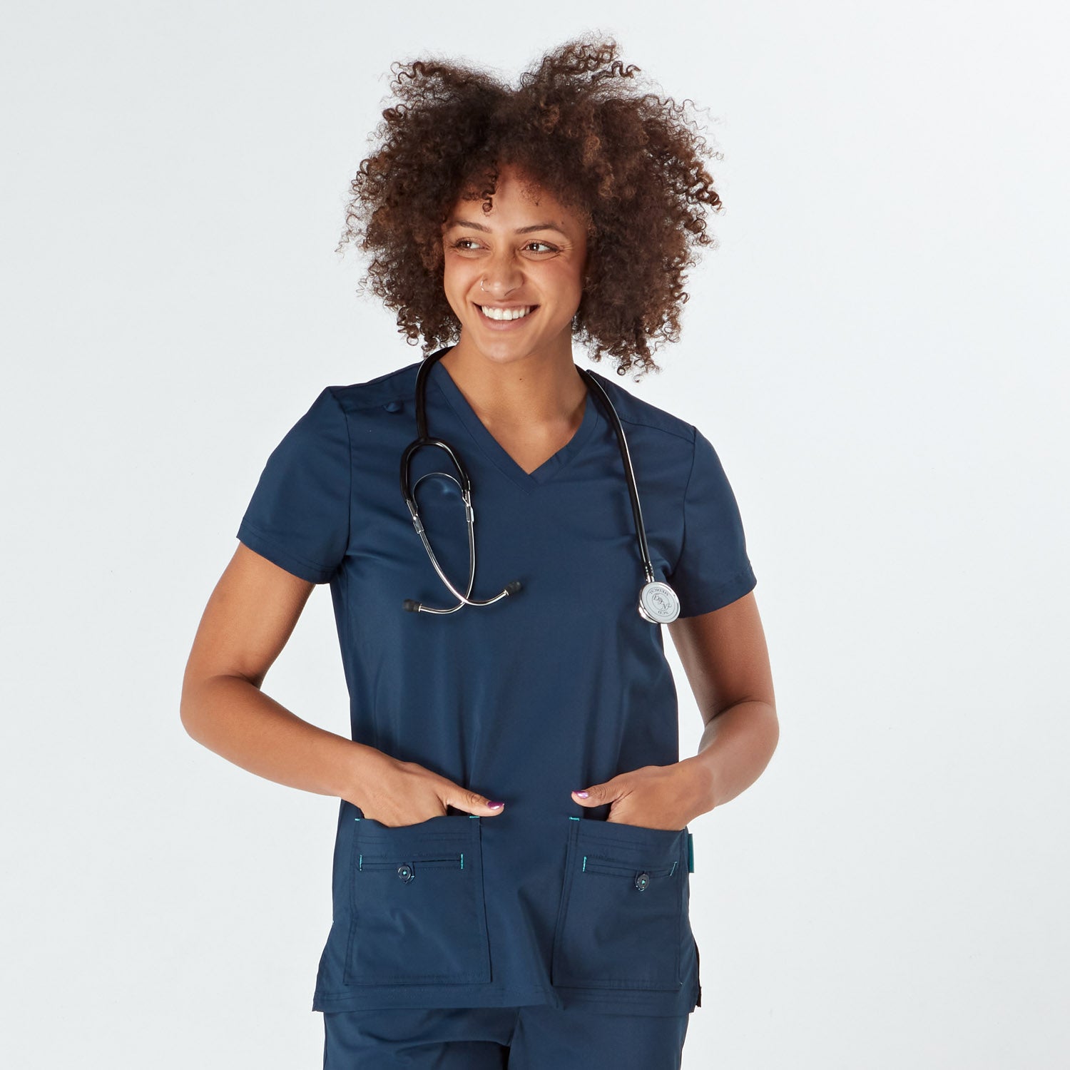 Siena Ladies Treated Scrub Top - Navy