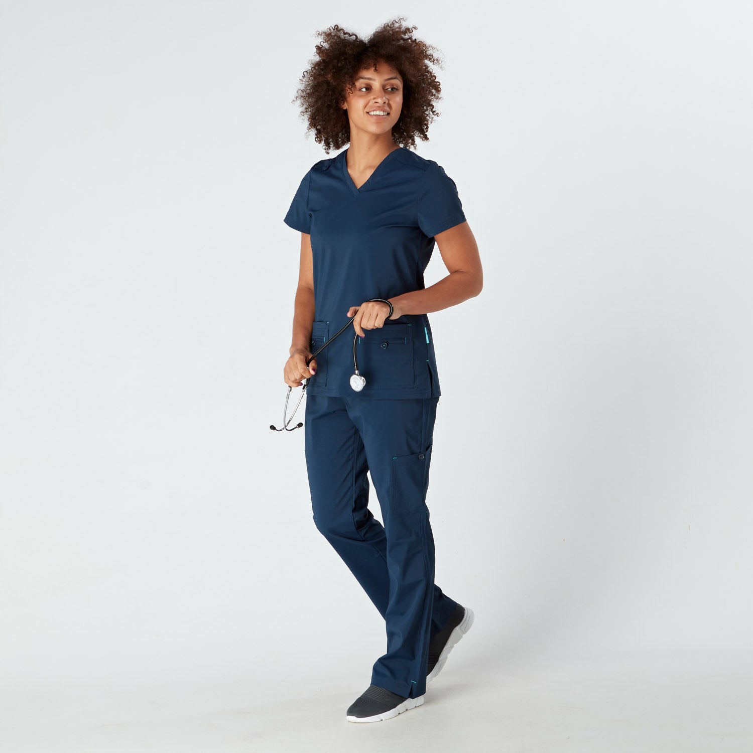 Siena Ladies Treated Scrub Top - Navy