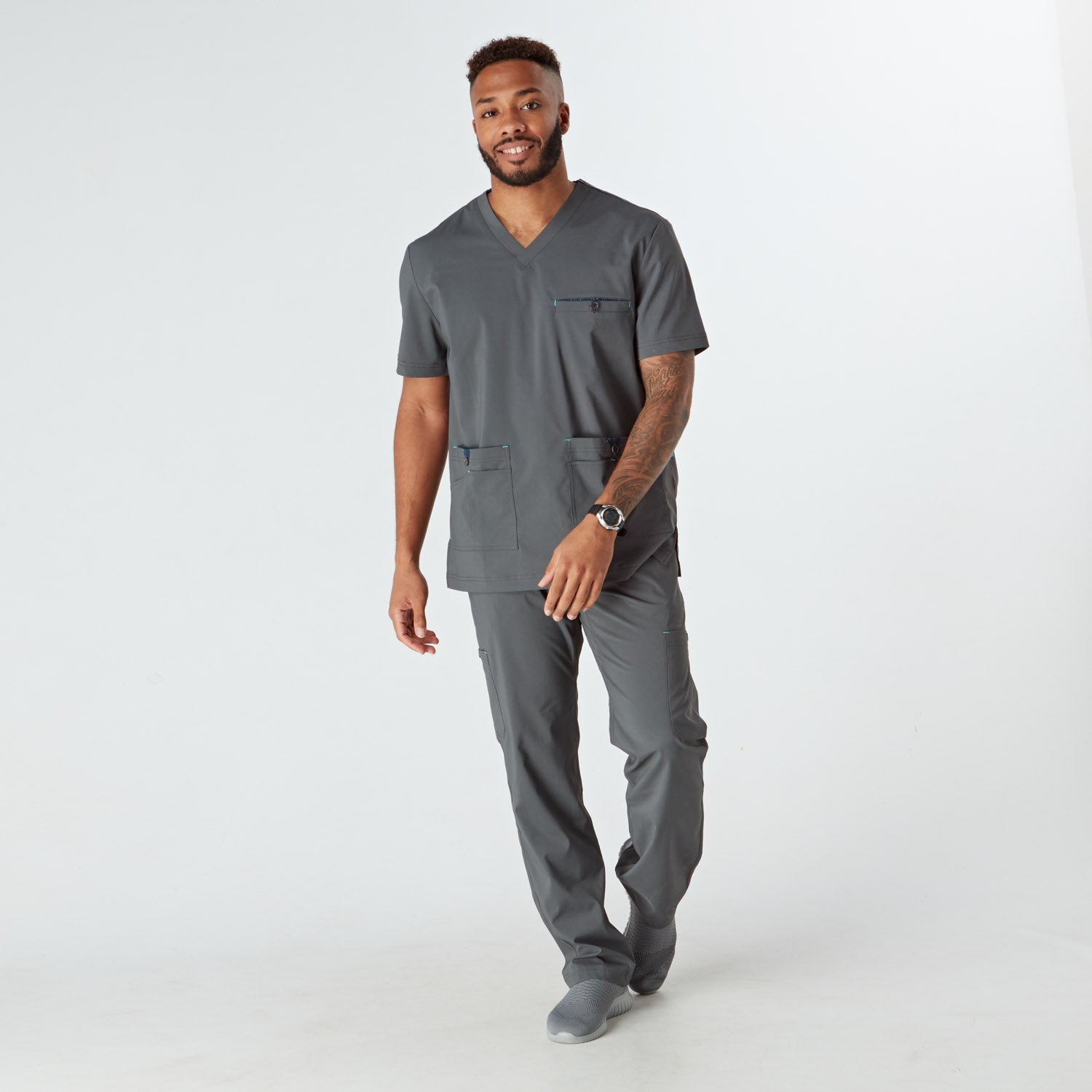 Imola Men’s Treated Scrub Top - Pewter