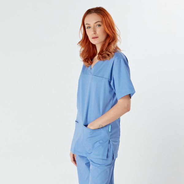 Amalfi Unisex Scrub Top - Ciel