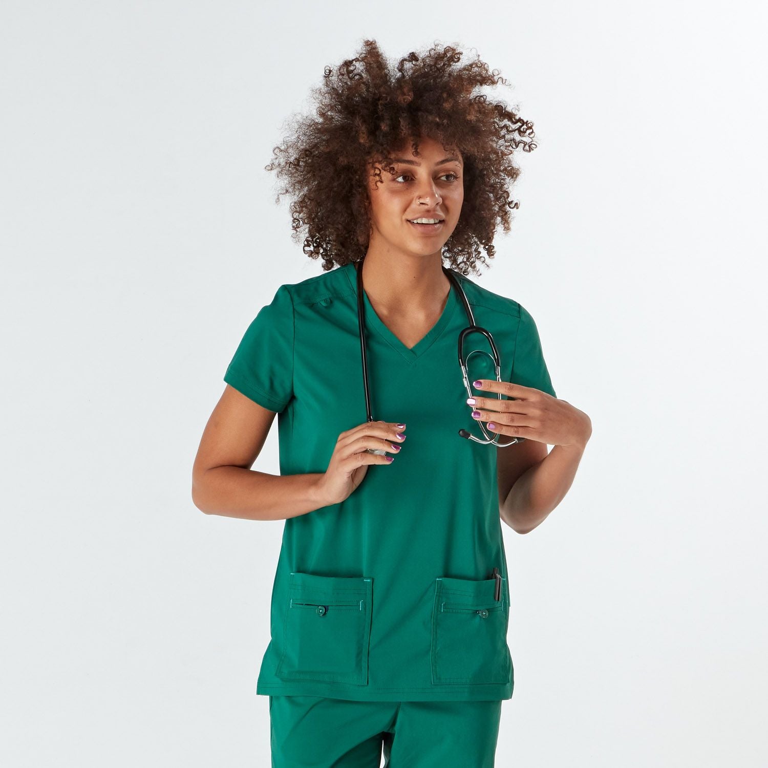 Siena Ladies Treated Scrub Top - Hunter